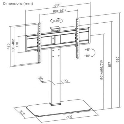 Soporte de mesa inclinable/ giratorio aisens dt86ts-291 para tv de 43-86" - Imagen 5