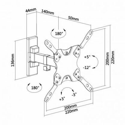 Soporte de pared extensible/ giratorio/ inclinable/ nivelable aisens wt42tsle-009 para tv de 13-42"/ hasta 20kg - Imagen 5