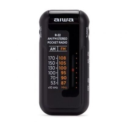 Radio portátil aiwa r-22bk/ con batería/ a pilas/ negra