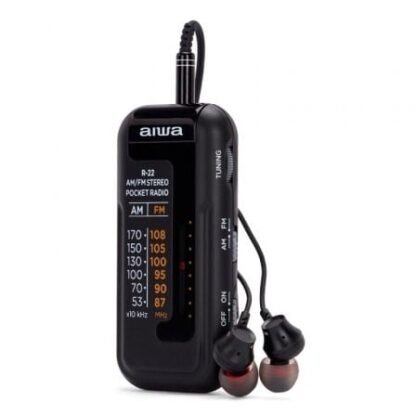 Radio portátil aiwa r-22bk/ con batería/ a pilas/ negra - Imagen 2