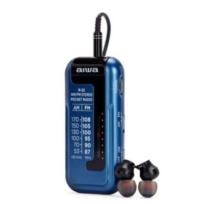 Radio portátil aiwa r-22bl/ con batería/ a pilas/ azul - Imagen 4