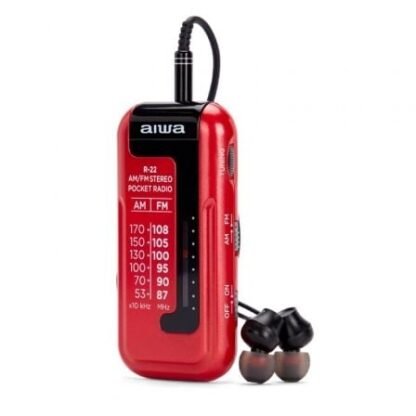 Radio portátil aiwa r-22rd/ con batería/ a pilas/ roja - Imagen 3