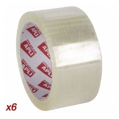 Cinta adhesiva de embalaje transparente apli 11592/ 4.8cm x 66m/ 6 unidades