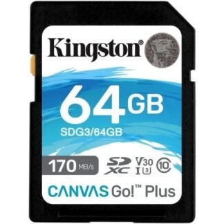 Tarjeta de memoria kingston canvas canvas go! plus 64gb sd xc/ clase 10/ 170mbs