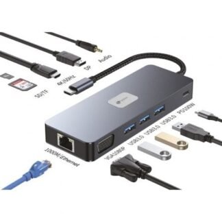Docking usb tipo-c leotec leds03/ 3xusb/ 1xusb tipo-c pd/ 1xhdmi 4k/ 1 xdisplayport/ 1xvga/ 1xaudio/ 1xrj45/ 1xlector tarjetas