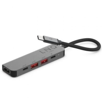 Docking usb tipo-c linq lq48014/ 1xusb tipo-c/ 2xusb/ 1xhdmi 4k/ 1xusb tipo-c pd/ gris - Imagen 3