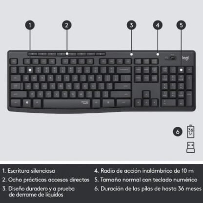Teclado y ratón inalámbricos logitech silent touch mk295/ grafito - Imagen 4
