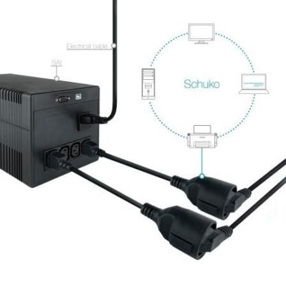Adaptador alimentación nanocable 10.22.0901/ c14 macho - cee7 hembra/ 25cm/ negro - Imagen 2