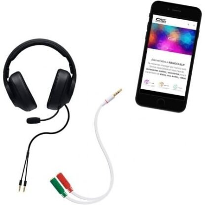 Cable estéreo nanocable 10.24.1201/ jack 3.5 macho - 2x jack 3.5 hembra/ 20cm/ blanco - Imagen 3