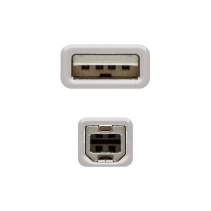 Cable usb 2.0 impresora nanocable 10.01.0102/ usb tipo-b macho - usb macho/ 1m/ beige - Imagen 2