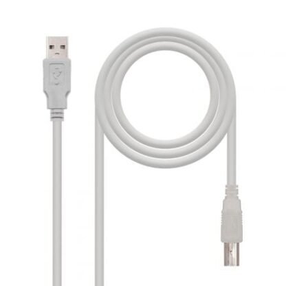 Cable usb 2.0 impresora nanocable 10.01.0102/ usb tipo-b macho - usb macho/ 1m/ beige - Imagen 3