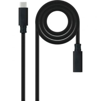 Cable alargador usb tipo-c 3.2 nanocable 10.01.4501/ usb tipo-c macho - usb tipo-c hembra/ 1m/ negro