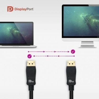 Cable displayport 1.4 8k nanocable 10.15.2502/ displayport macho - displayport macho/ 2m/ certificado/ negro - Imagen 5