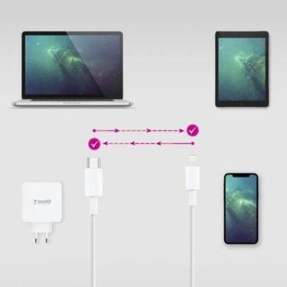 Cable usb 2.0 tipo-c lightning nanocable 10.10.0600/ usb tipo-c macho - lightning macho/ 50cm/ blanco - Imagen 5