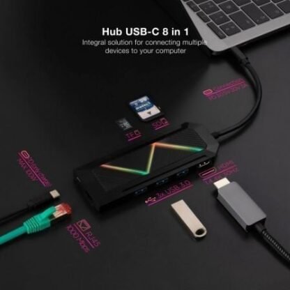 Docking usb tipo-c nanocable 10.16.0801/ 3xusb/ 1xusb tipo-c pd/ 1xhdmi/ 1xrj45/ 1xlector tarjetas sd tf - Imagen 3
