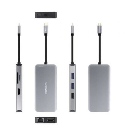 Docking tipo-c nanocable 10.16.1009/ 3xusb/ 2xhdmi 4k/ 1xrj45/ 1xlector tarjetas/ 1xusb tipo-c pd/ gris - Imagen 2