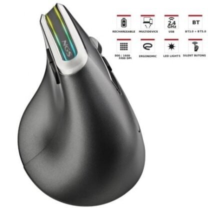Ratón vertical inalámbrico por bluetooth ngs evo karma/ batería recargable/ hasta 3200 dpi - Imagen 2
