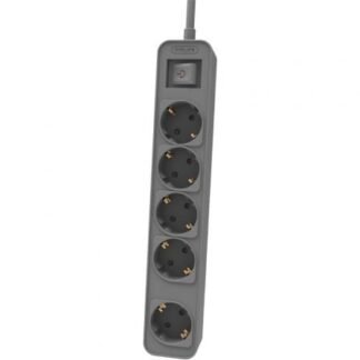 Regleta con interruptor philips chp2154g/10/ 5 tomas de corriente/ cable 1.5m/ gris