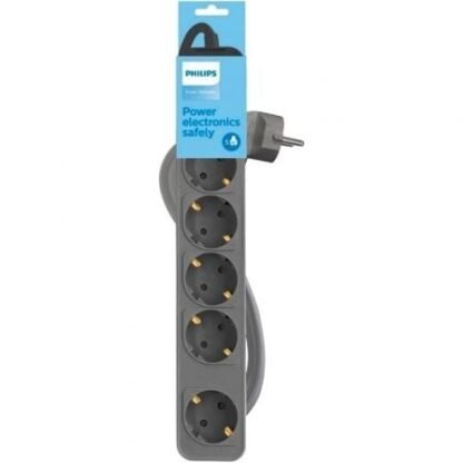 Regleta con interruptor philips chp2154g/10/ 5 tomas de corriente/ cable 1.5m/ gris - Imagen 2