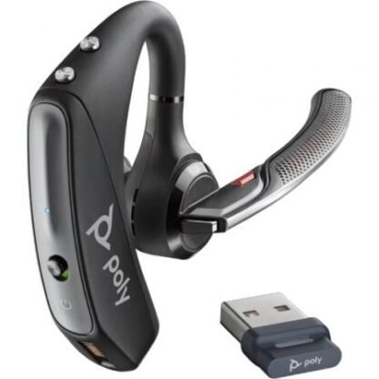 Auricular inalámbrico poly voyager 5200 + cable usb-a a micro usb + llave bt700/ con micrófono/ bluetooth/ negro