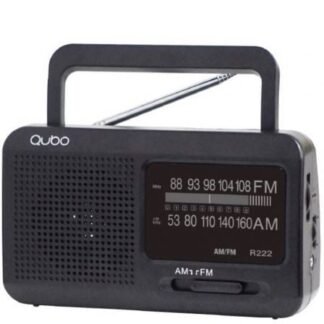 Radio portátil qubo r-222/ con cable/ a pilas/ negra