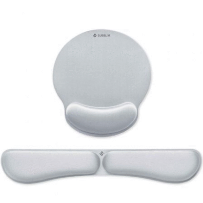 Pack de reposamuñecas y alfombrilla ergonómica subblim ergo memoryflex/ plateadas