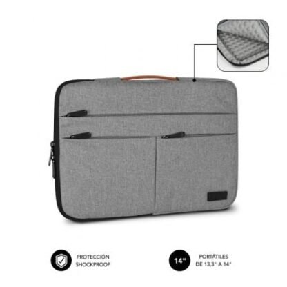 Funda subblim air padding 360 sleeve para portátiles hasta 14"/ gris claro