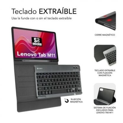 Funda con teclado subblim keytab pro bluetooth para lenovo tab m11 de 11"/ negra - Imagen 4