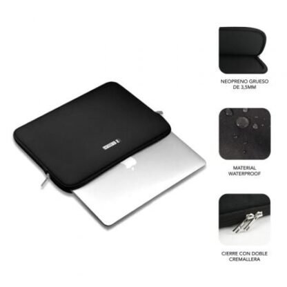 Funda subblim business laptop sleeve neoprene v2 para portátiles hasta 15.6"/ negra - Imagen 2