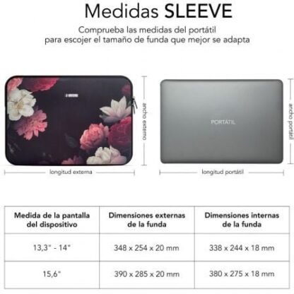Funda subblim trendy sleeve neo flowers para portátiles hasta 15.6" - Imagen 3