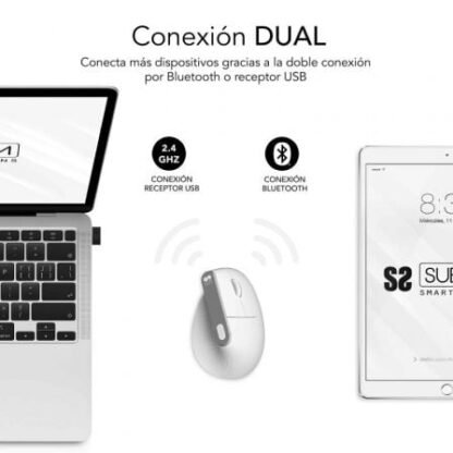 Ratón vertical inalámbrico por bluetooth/ 2.4ghz subblim nature vertical ergo dual battery/ batería recargable/ hasta 4000 dpi/ - Imagen 2