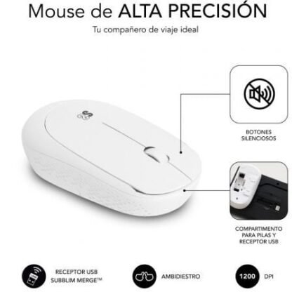 Teclado y ratón subblim combo business slim silencioso inalámbrico/ blanco - Imagen 4