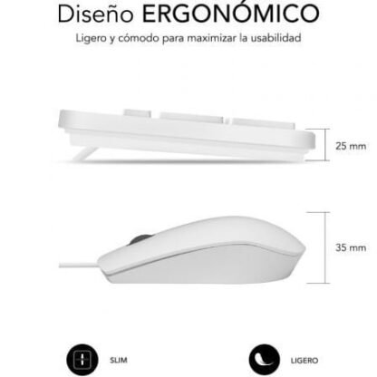 Teclado y ratón subblim combo business slim silencioso/ blanco - Imagen 2