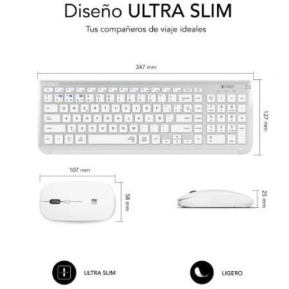 Teclado y ratón inalámbrico subblim combo dual prestige extendido/ blanco y plata - Imagen 2