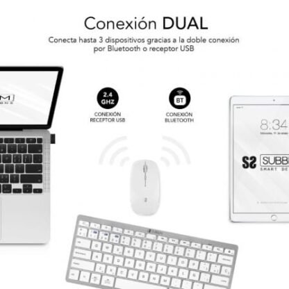 Teclado y ratón inalámbrico subblim oco010 combo multidispositivo compacto/ plata - Imagen 2