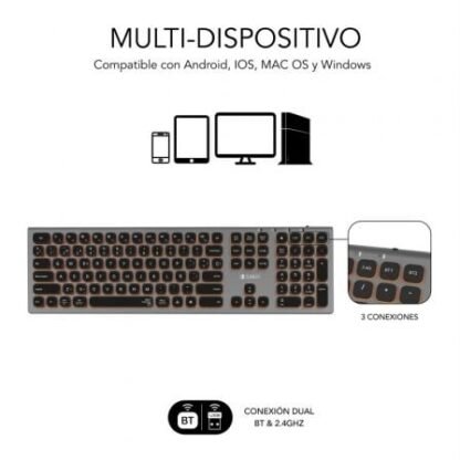 Teclado inalámbrico subblim master/ gris y negro - Imagen 3