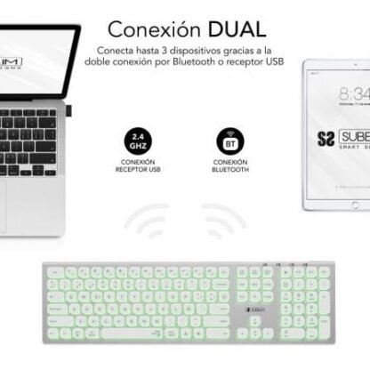Teclado inalámbrico subblim master/ plata y blanco - Imagen 2