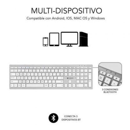 Teclado inalámbrico por bluetooth subblim 2pue200 pure extended/ plata - Imagen 2