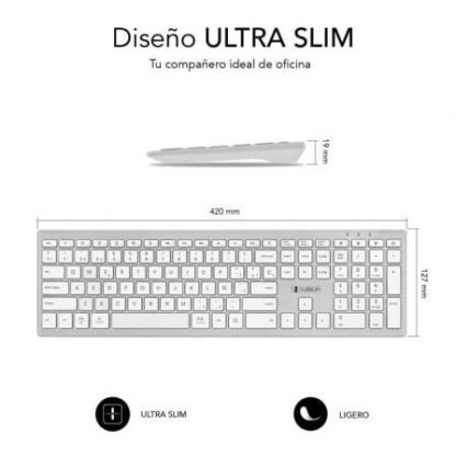 Teclado inalámbrico por bluetooth subblim 2pue200 pure extended/ plata - Imagen 3