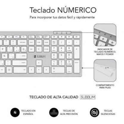 Teclado inalámbrico por bluetooth subblim 2pue200 pure extended/ plata - Imagen 4