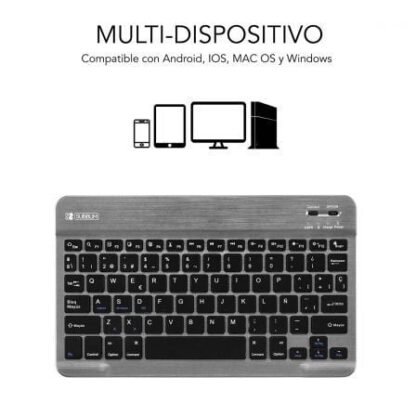 Teclado compacto inalámbrico por bluetooth subblim smart/ gris - Imagen 2