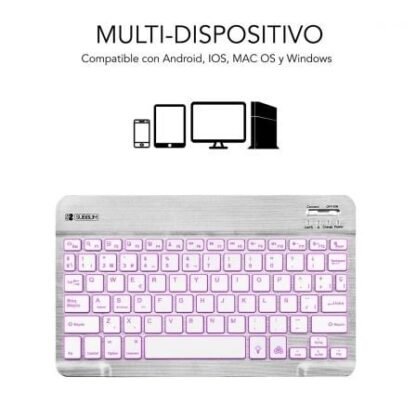 Teclado compacto inalámbrico por bluetooth subblim smart backlit/ plata - Imagen 2