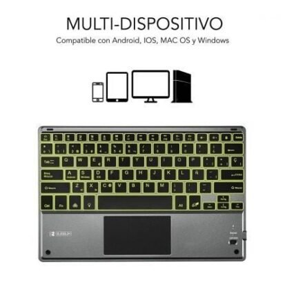 Teclado compacto inalámbrico por bluetooth subblim touchpad smart blacklit/ gris - Imagen 2