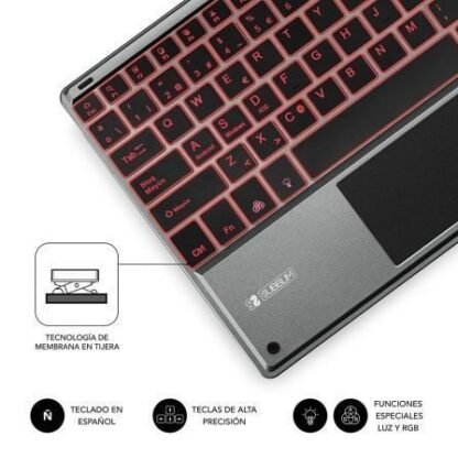 Teclado compacto inalámbrico por bluetooth subblim touchpad smart blacklit/ gris - Imagen 4