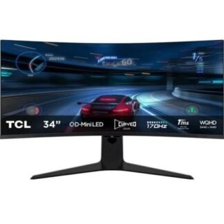 Monitor gaming curvo tcl 34r83q 34"/ wqhd/ 1ms/ 170hz/ va/ regulable en altura/ blanco y negro