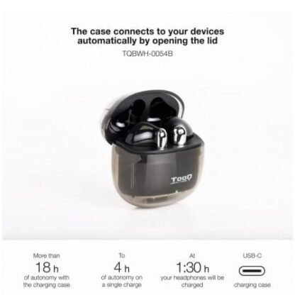 Auriculares bluetooth tooq onyx tqbwh-0054b con estuche de carga/ autonomía 4h/ negros - Imagen 3