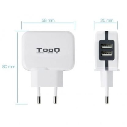 Cargador de pared tooq tqwc-1s02wt/ 2xusb/ 17w - Imagen 2