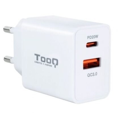 Cargador de pared tooq tqwc-2sc04wt/ 1xusb tipo-c/ 1xusb/ 20w