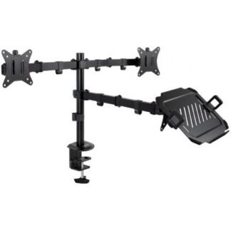 Soporte de mesa para 2 monitores y 1 portátil tooq db1202tn-b/ giratorio/ inclinable/ hasta 9kg