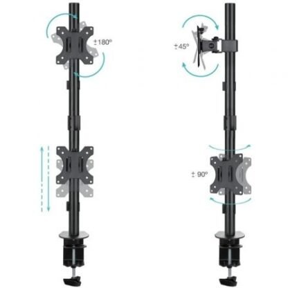 Soporte de mesa para 2 monitores tooq db1233tnv-b/ giratorio/ inclinable/ hasta 8kg - Imagen 2